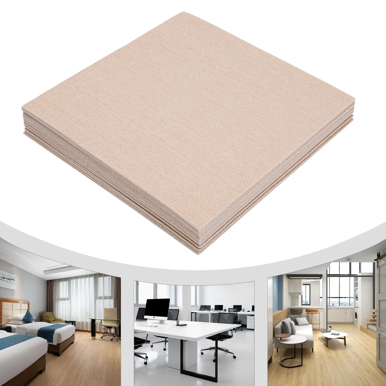 Beige-Kamel Modern Quadratischer Teppich, Bodenteppich, Adsorptionstyp selbstklebender Teppich