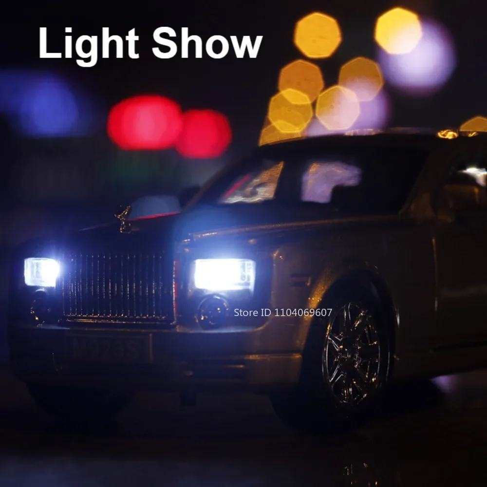 1:24 Rolls Royce Phantom Model Toy Car Alloy Diecast Simulation Sound Light Pull Back Collection Toys Vehicle For Children Gifts