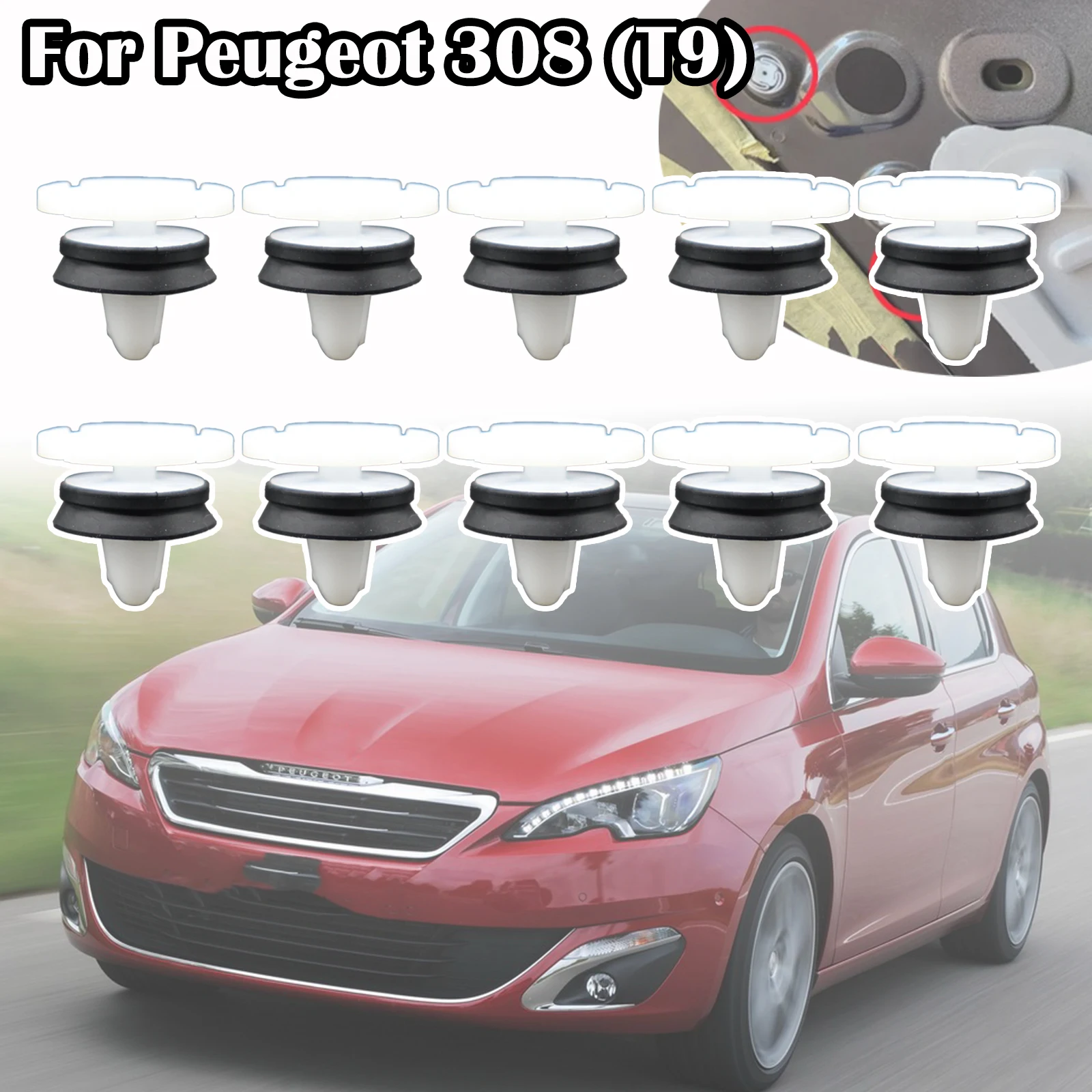 

For Peugeot 308 (T9) Car Inner Door Panel Card Trim Clip Fastener Rivet Upholstery 2013 2014 2015 2016 2017 2018 2019 2020 2021