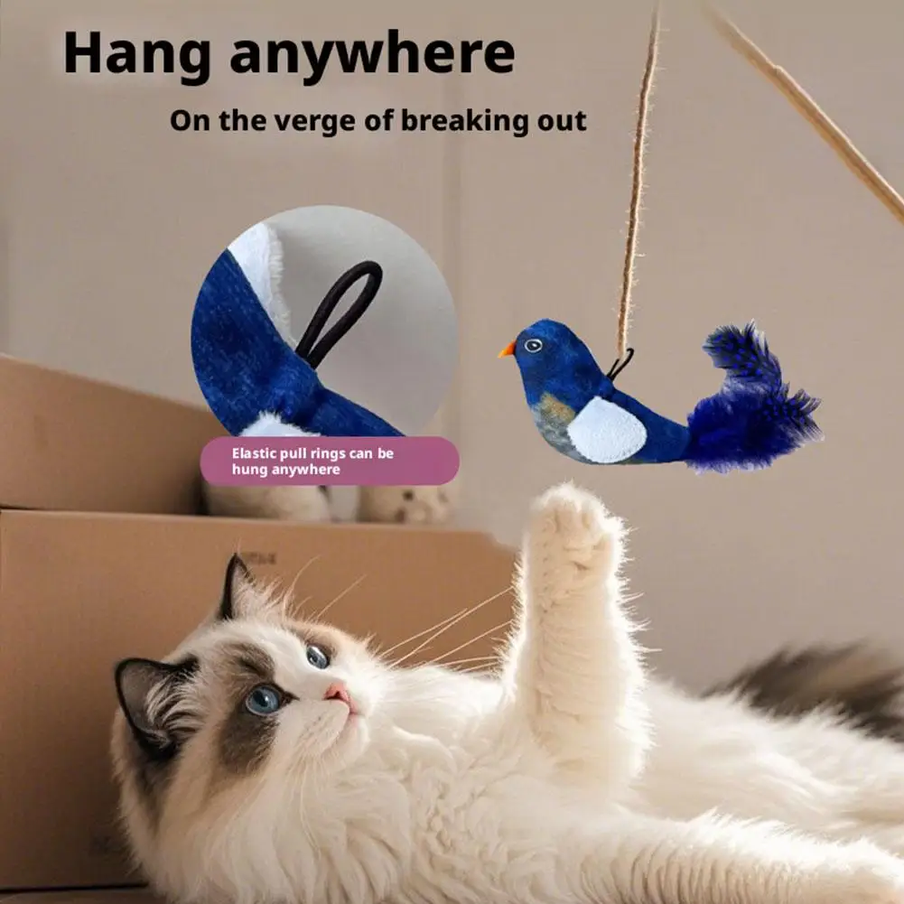 Simulado pássaro gato brinquedo interativo brinquedos cão chirping batendo pássaro gato pena brinquedos com sons brinquedos de som