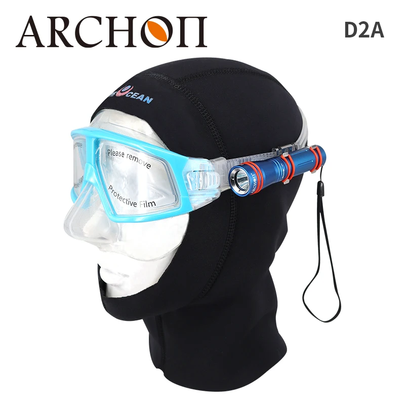 ARCHON D2A mask-mounted diving light 100m waterproof torch dive lighting 450 lm snorkeling freediving flashlight