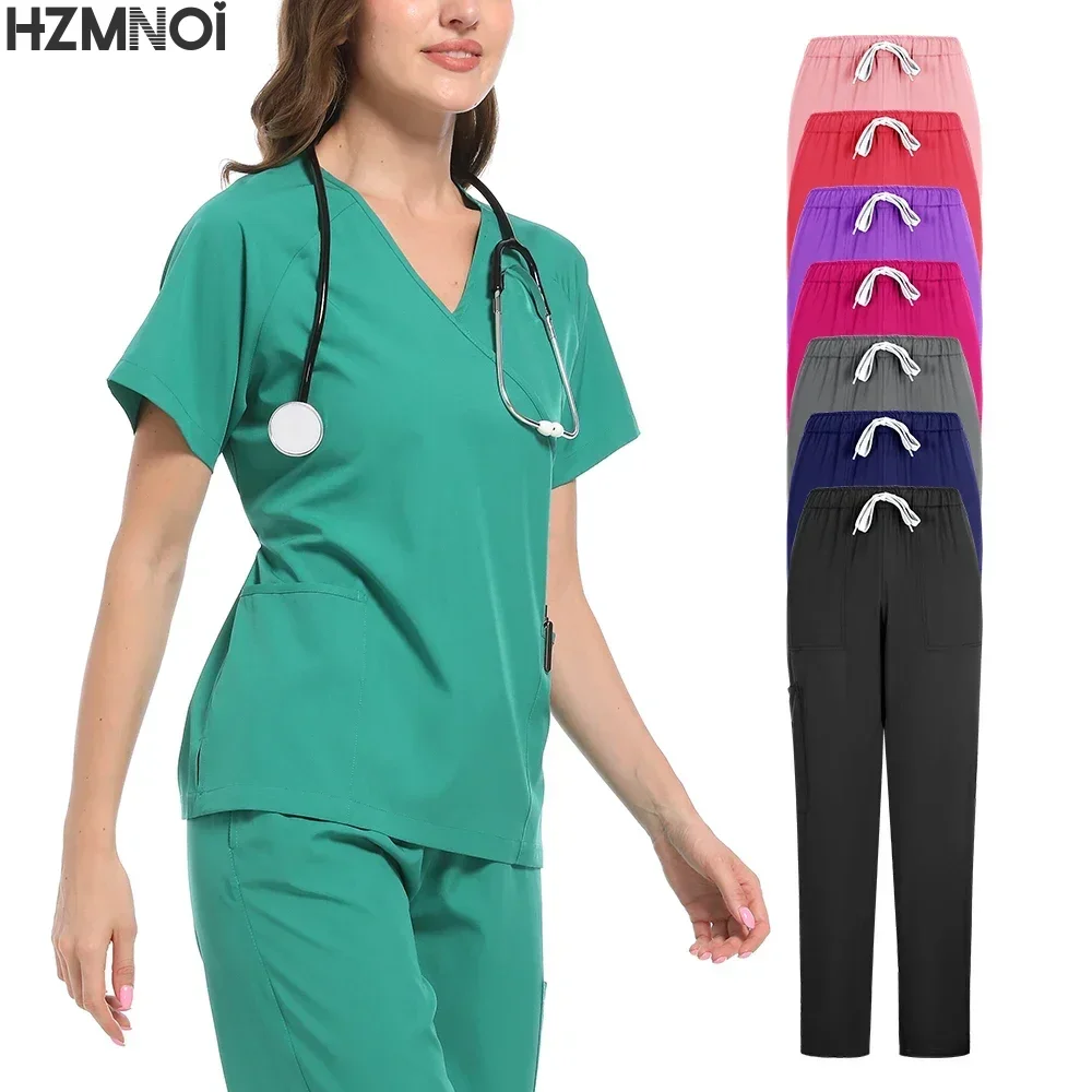 طقم فرك جراحي للنساء ، زي موحد للممرضات ، ملابس عمل لصالونات التجميل ، توب وبانت سريري ، بدلة تمريض لطبيب سبا