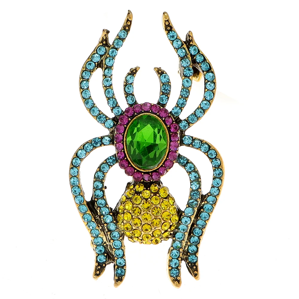 CINDY XIANG Rhinestone Vintage Colorful Spider Brooch Small Fashion Insect Pin 4 Colors Available High Quality New 2023