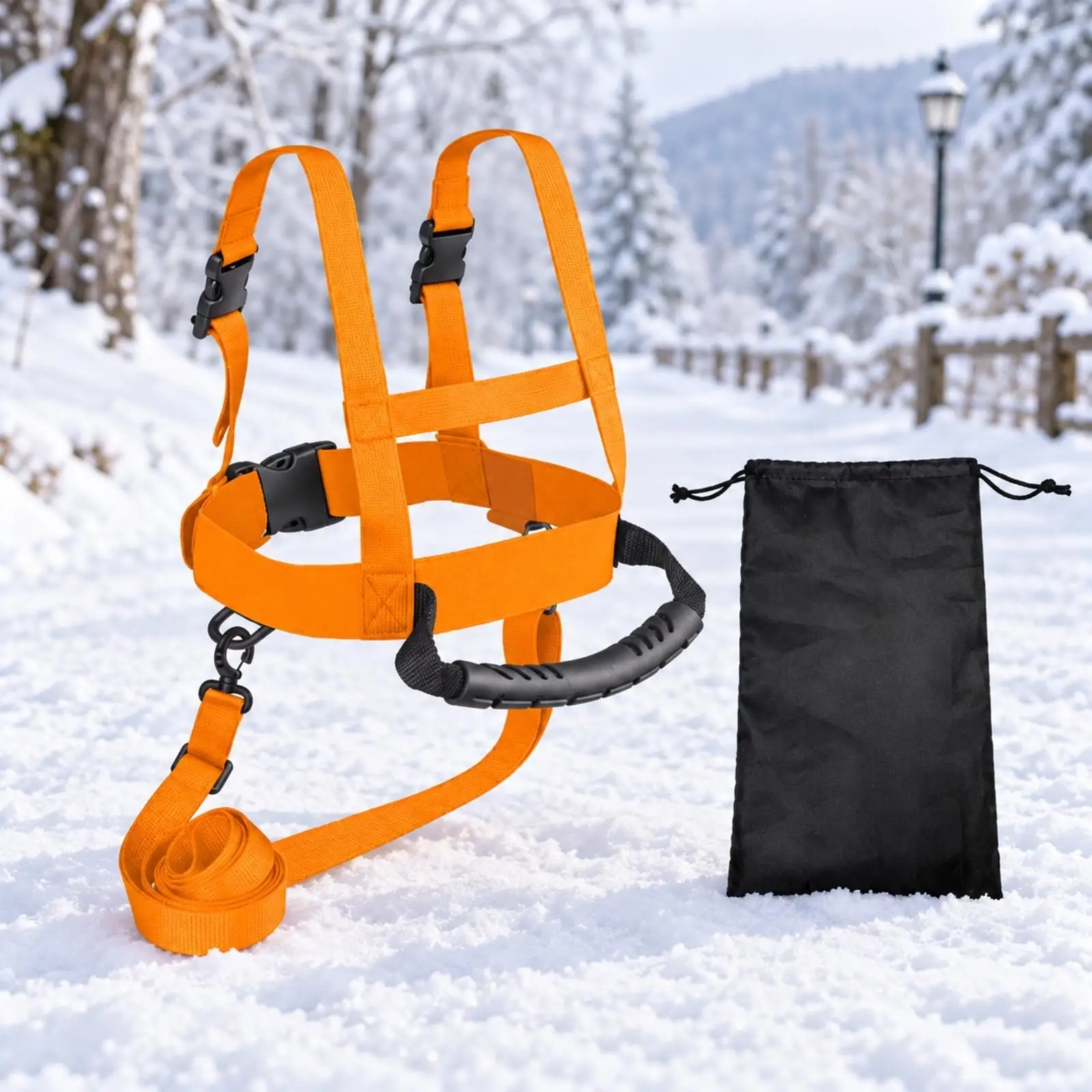 Children Ski Balance Harness with Chest Waist Straps and Drawstring Bag for Kid Winter Ice Skating Practice Control Support