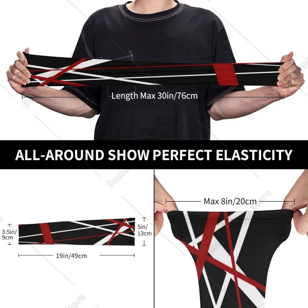 Abstract Red And White Lines On Black Sun Protection Arm Sleeves Thorn Proof Garden For Men Women,Sweatproof Sun