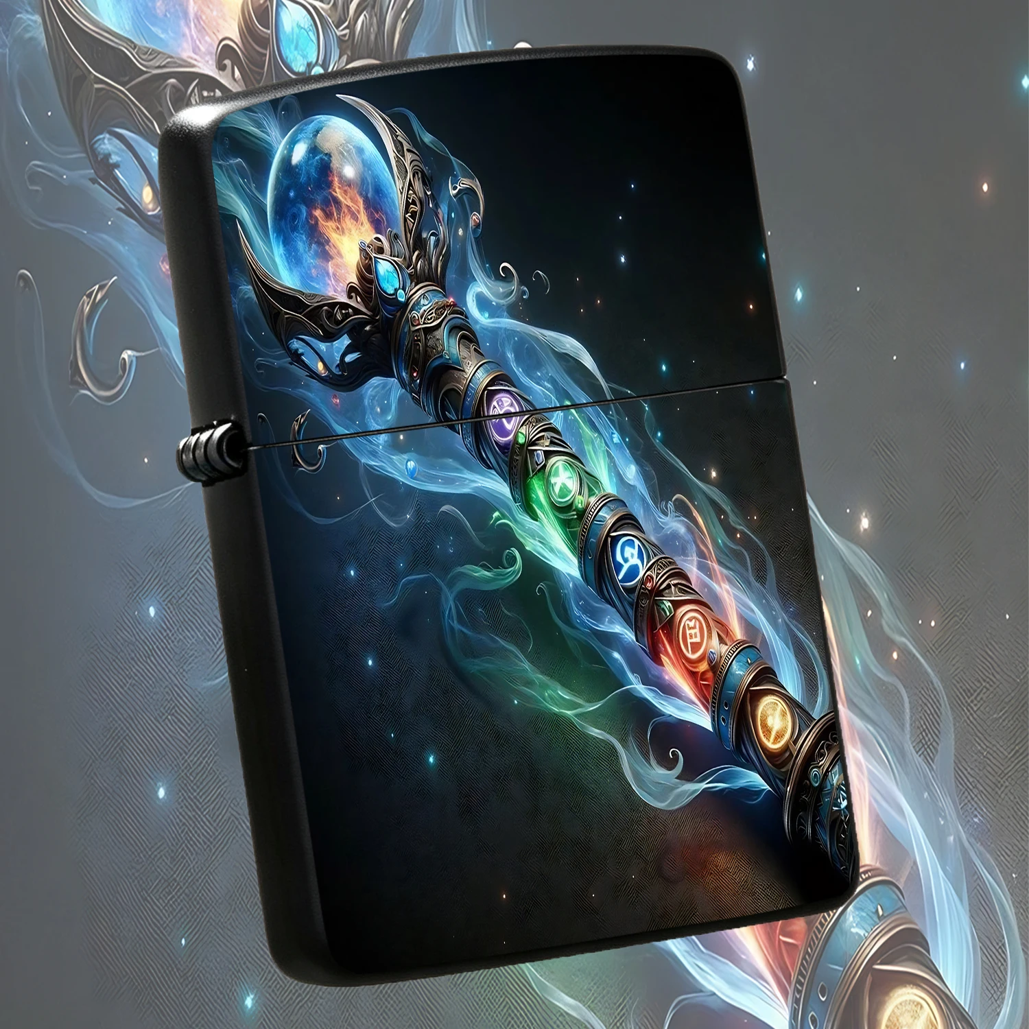 Fantasy Mage Staff Print Lighter, Stunning Interstellar Magic Wand Art Pattern Portable Ignition Device, All Scenario Suitable Creative Practical Daily Tool, Unique Stylish Decorative Gift For Different Occasions Interesting And Humorous Li