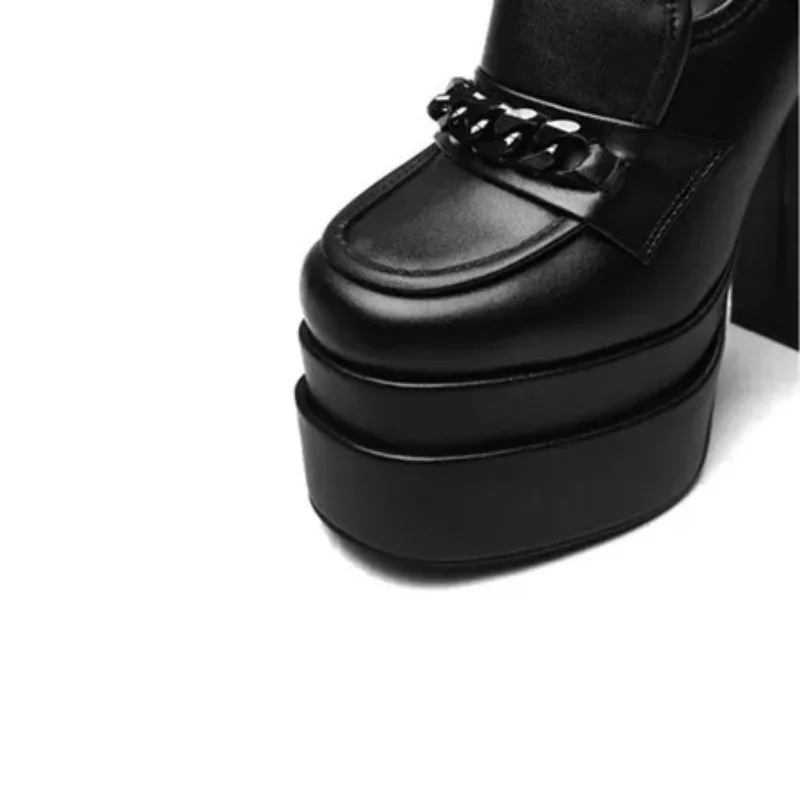 Brand Women High Heels 2024 Platform Shoes Women Pumps Office Lady Chunky Shoes Punk Gothic Y2K JK Shoes Loafer Female Size35-43