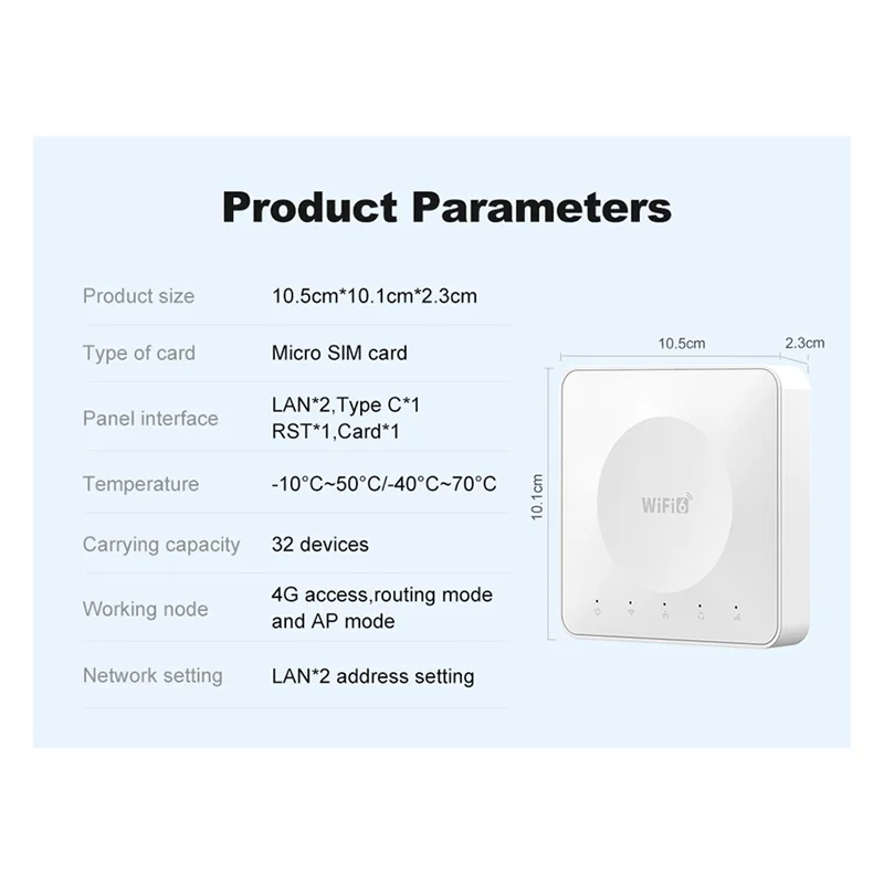 -AT52 300M 4G Mini CPE Wireless Card Router Dual Network Port Wifi6 Wireless Hotspot Portable Router E8 Sim Card Wifi Router