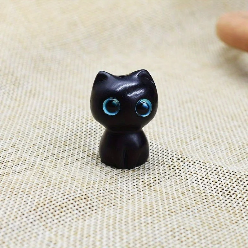 Lucky Cat Sandalwood Wealthy Cat/Walking Cat/Faceless Cat/Elegant Cute Curious Cat Desktop Ornament Carved Cat Creative Gifts