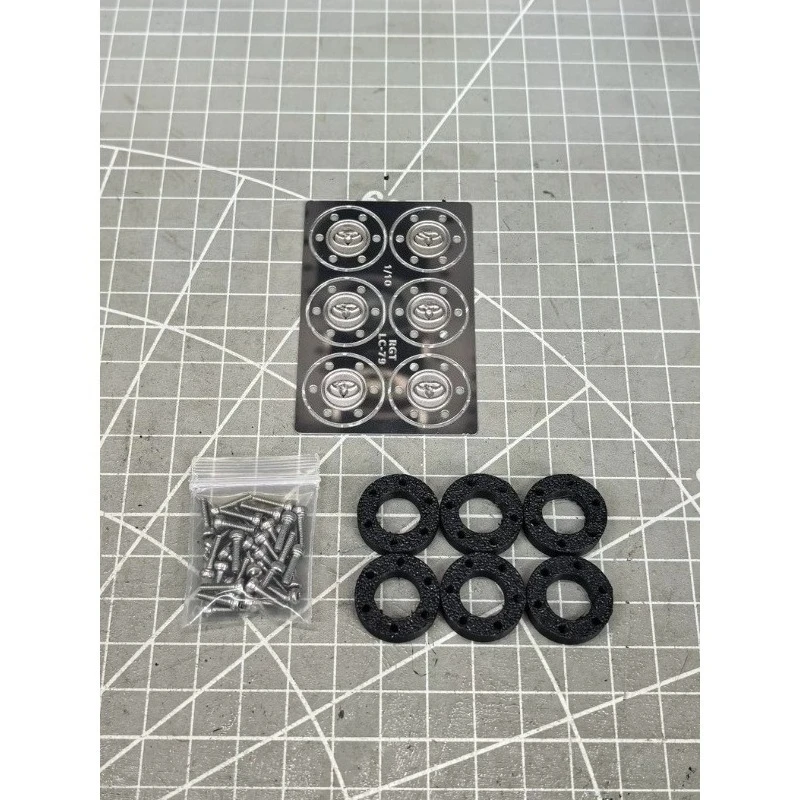 Metal Etched Hub Cover  Metal Etched Trim Cover Sheet for RGT EX86160 LC79 1/10 RC Crawler Stock Wheel Scale Accessories