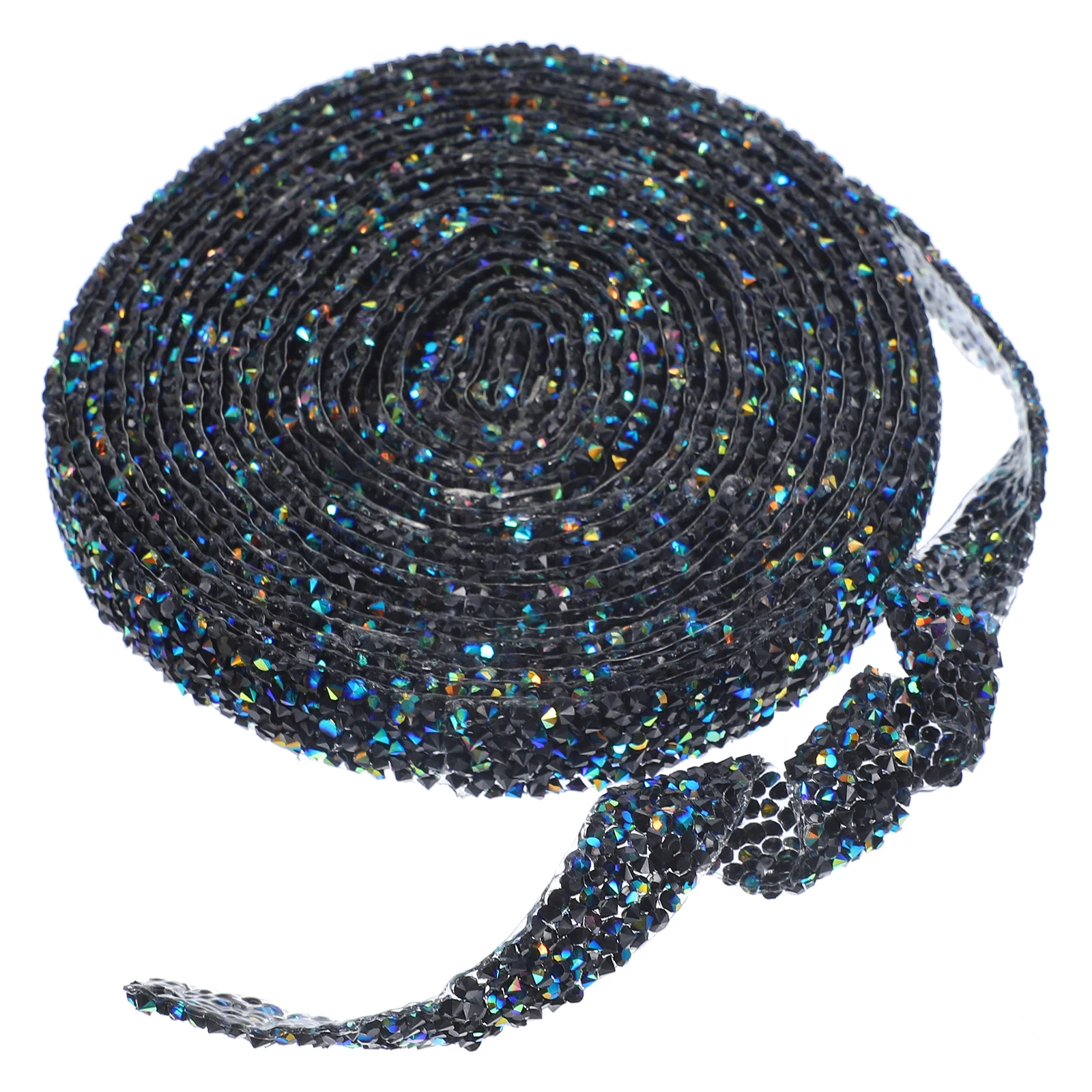

5 Rolls Black Blue AB 1.5cm Wide Rhinestone Ribbon Self Adhesive Hot Fix Crystals Craft Stickers Non Fading Anti Wearing