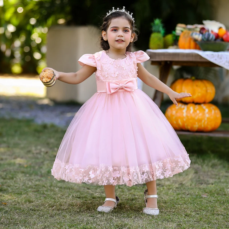 2023 Summer Toddler Baby Girl Dresses Lace Flower Baptism Dress For Girls 1st Year Birthday Party Wedding Dress Infant Clothes