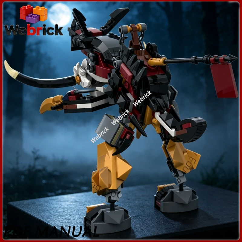 DIY Assembly Brick Futuristic Cyber Hound Robot MOC, Detailed Sci‑Fi Animal Mech Desktop Collectible Ornament