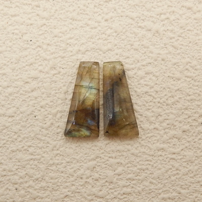 

Natural Labradorite Front Drilled Earring Beads Polished Natural Stone Jewelry Making Supplies 24x11x3mm 3.2g