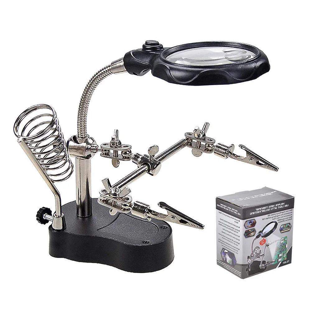 

3.5X 12X Welding Auxiliary Clip Magnifier Electric Soldering Iron Circuit Board Welding Iron Magnifying Glass Bracket Tools