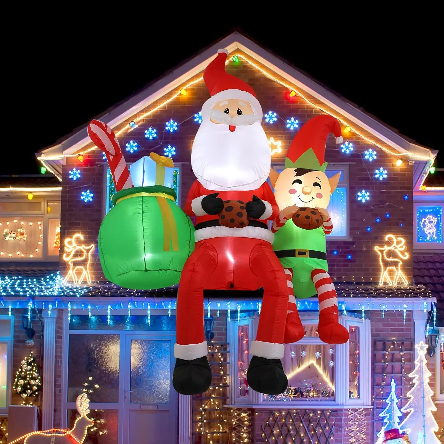 

8FT Inflatable Santa Claus with LED Lights for Outdoor Christmas Decorations in Yard, Lawn, or Terrace