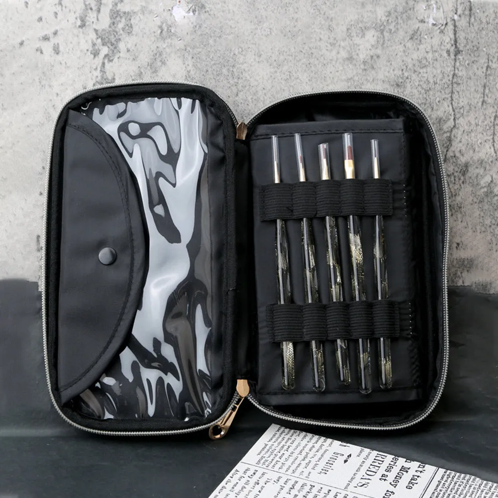 

Nail Art Pen Storage Pouch Manicure Brush Holder Makeup Brush Organizer Transparent Compartment Design for Easy Access Tidy Desk