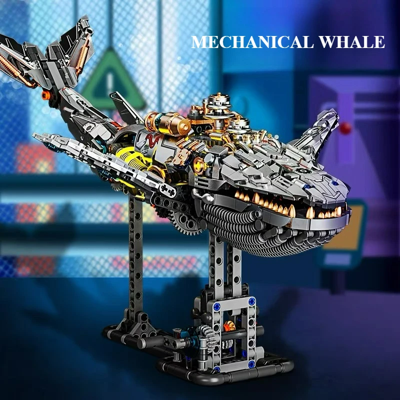 

MOC Механическая модель кита, набор строительных блоков, рычаг передач, глубоководные существа, бионические животные, кирпичи, головоломки, игрушки «сделай сам», подарки для детей
