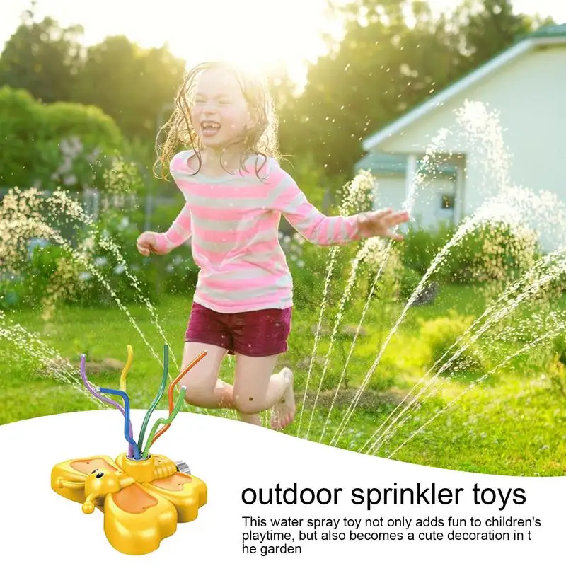 Funny Water Spray Sprinkler Cartoon Butterfly Rotation Water Spray Toys for Kids Outdoor Play Enhances Color Recognition with