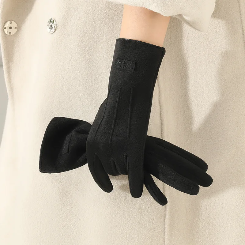أزياء بسيطة نمط ثلاثة المشارب الجلد المدبوغ الدفء قفازات النساء الشتاء سميكة الدراجات القيادة Coldproof شاشة تعمل باللمس القفازات