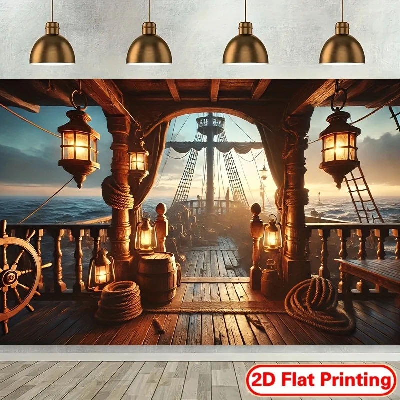 Tapisserie murale sur le thème de l'aventure nautique, bateau pirate, pour chambre de garçons, salle de jeux, exploration océanique, passionné d'histoire maritime