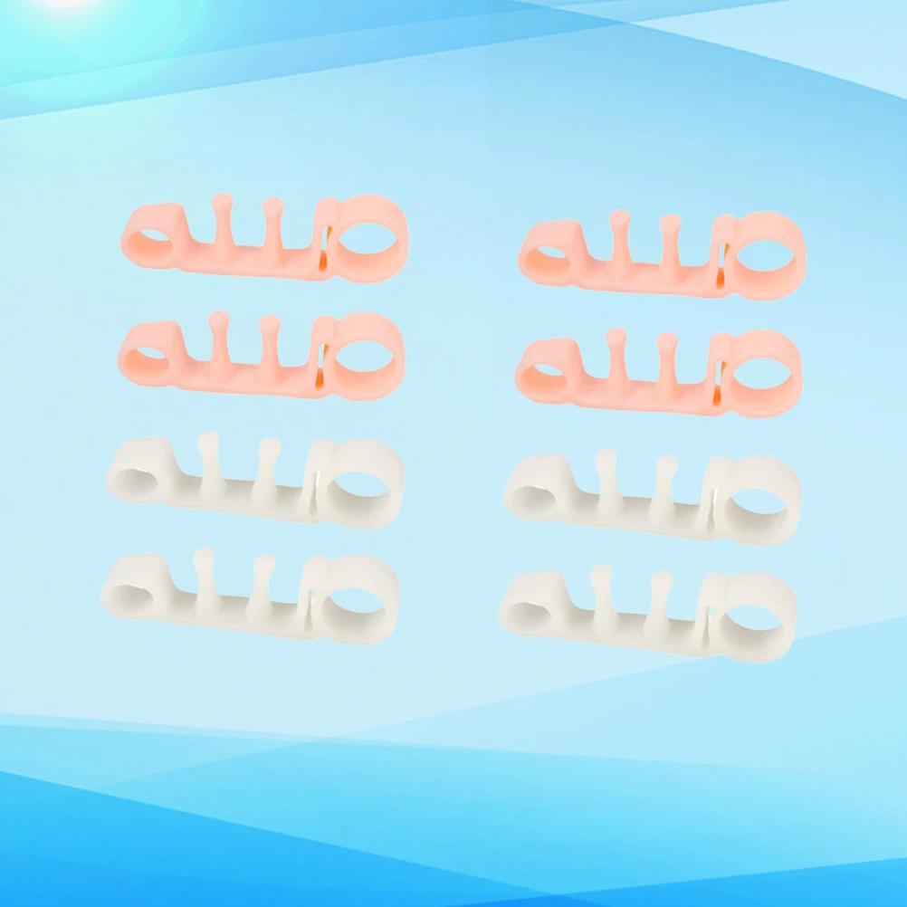 

2Pairs Toe Corrector Hallux Valgus Bunion Relief Toe Separator Sebs Material Five-Hole Pads White Skin Color Bunion Relief,