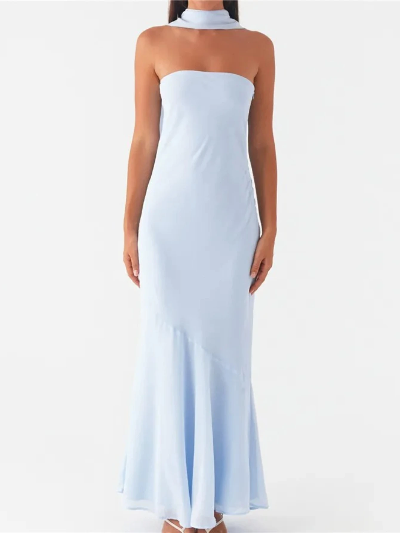 여성용 플로럴 스트랩리스 드레스 Y2K 백리스 슬리브리스 튜브 롱 드레스 섹시 메쉬 바디콘 여름 비치 파티 선드레스