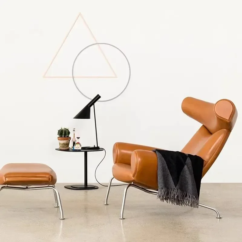 Italian master chair leather single sofa chair leisure  antique simple modern lazy bull