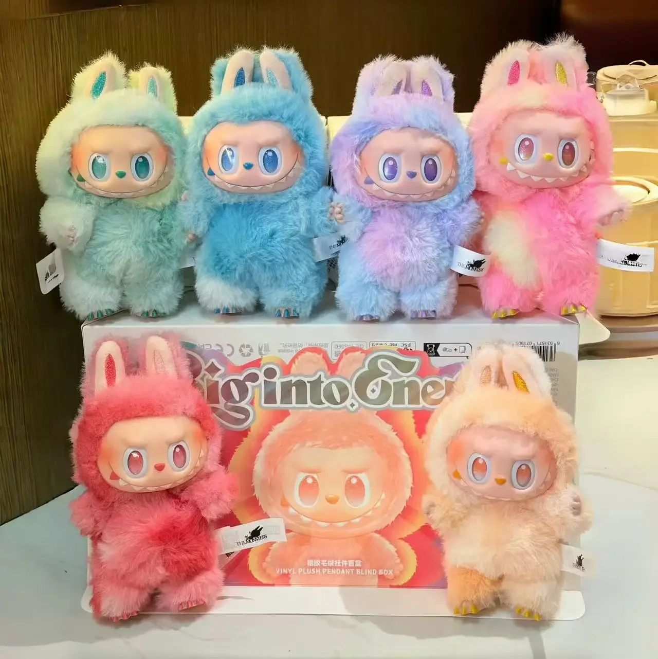 1:1 عالية الجودة Kawaii الوحش Labubu 3.0 صندوق أعمى سلسلة PVC Labubu معكرون قلادة دمية Labubu الوحش المفاتيح هدية عيد ميلاد