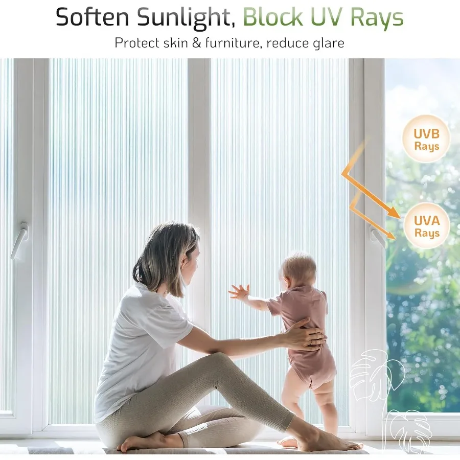 ฟิล์มติดกระจกแบบลายเส้น ฟิล์มกระจกฝ้าสำหรับห้องน้ำ บ้าน สำนักงาน ฟิล์มตกแต่ง 3 มิติ แบบลอกออกได้ ป้องกันแสงแดด ป้องกันรังสียูวี