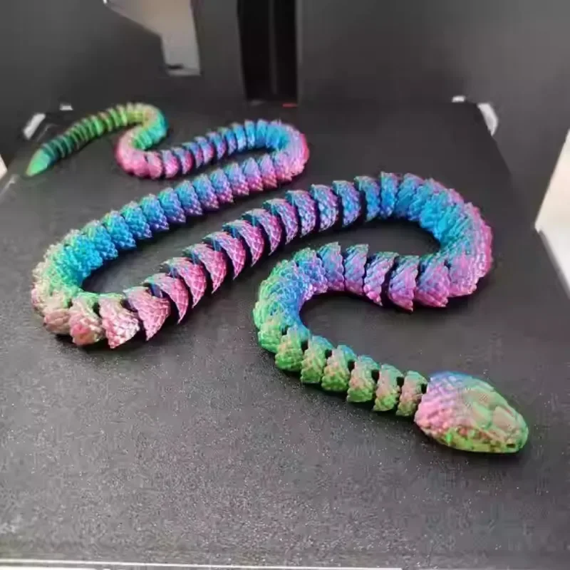 3D Printing Animal Toy Ornaments Movable Length 82cm Variable Simulation Snake Creative Toy Home Decor Silk Gradient Color