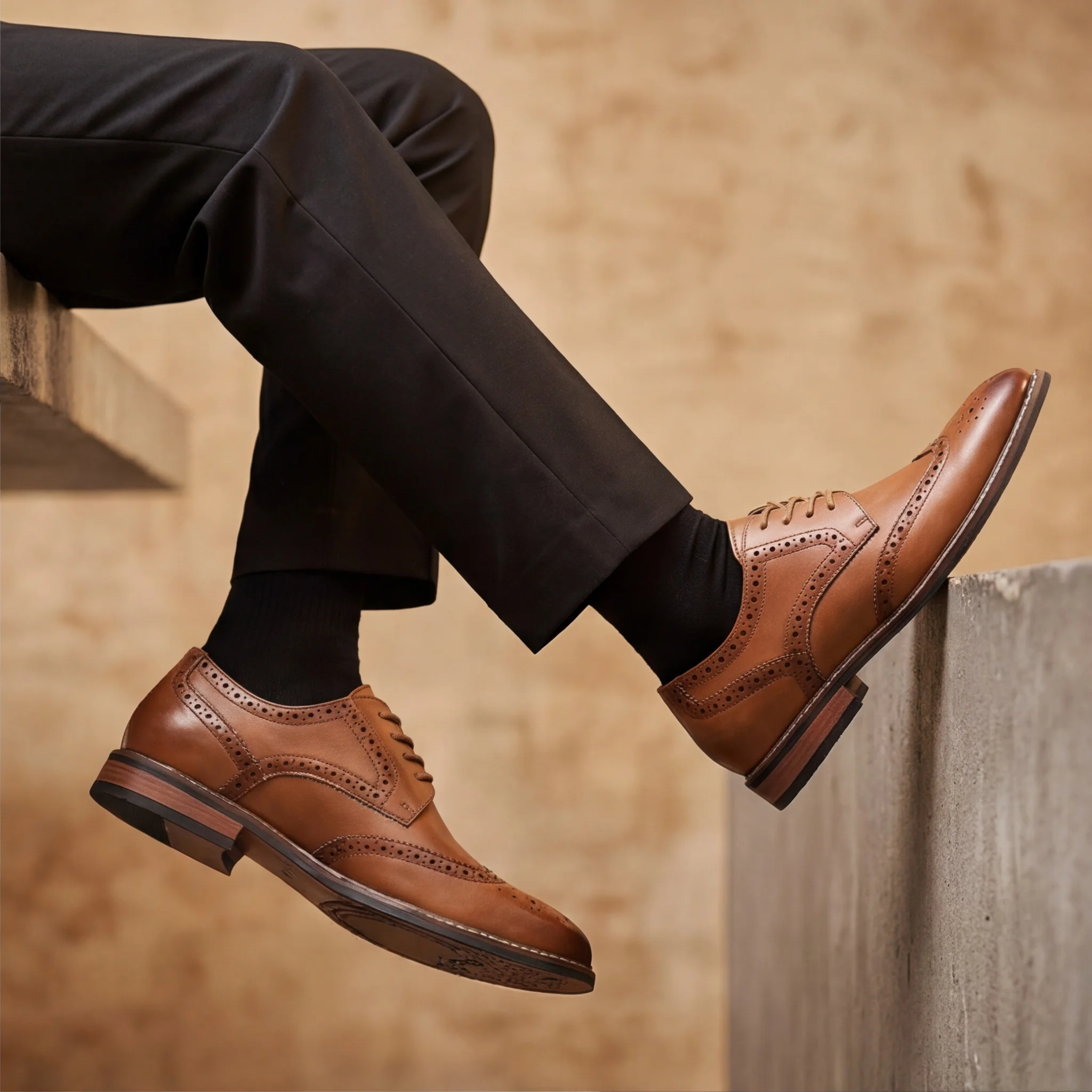 Herren-Anzugschuhe, hellbraune Anzugschuhe für Herren, Business-Herrenschuhe, Business-Büro-Stil, formeller Stil, Anzugsstil – Detail 1