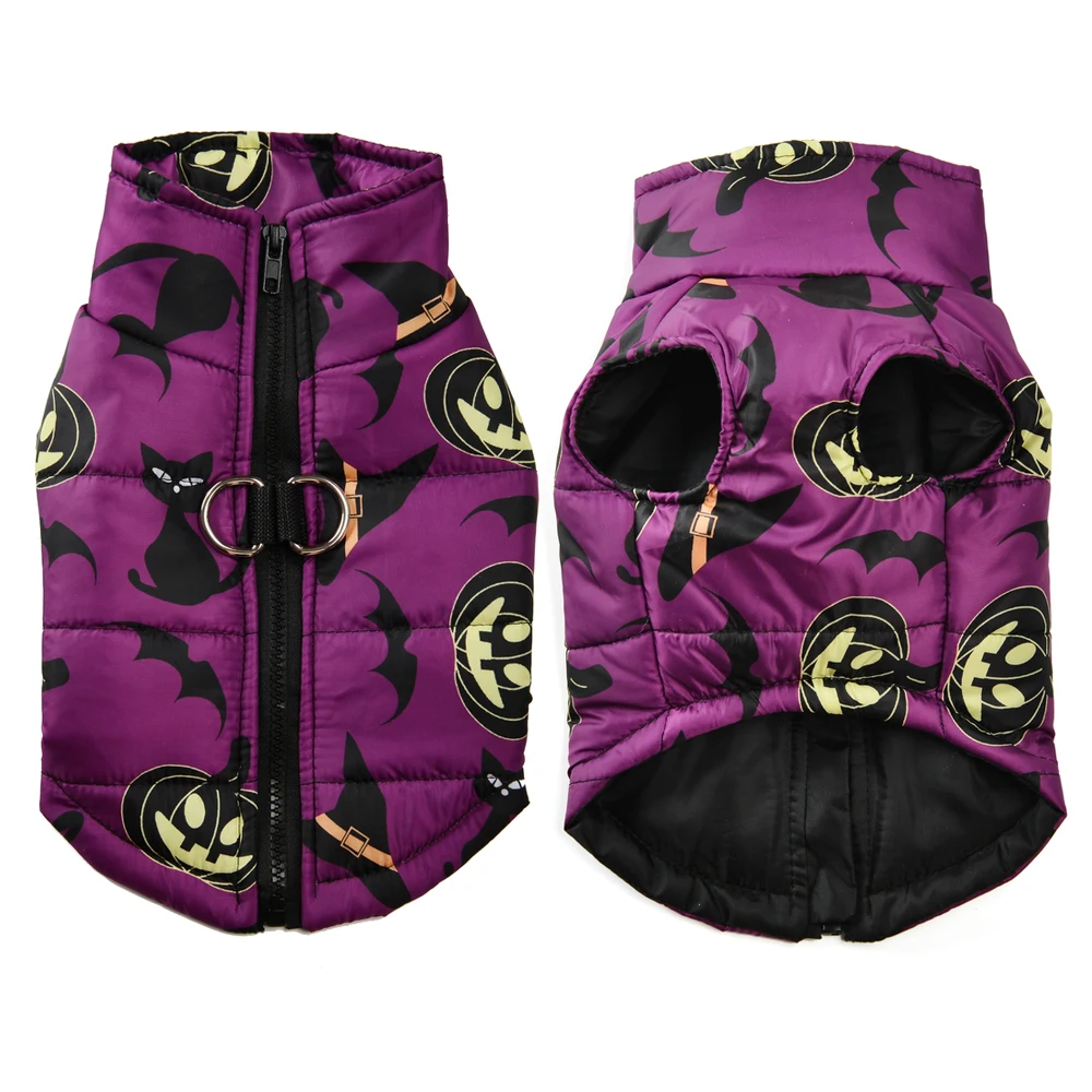 Halloween-Haustierjacke für kleine und mittelgroße Hunde und Katzen, Spinnennetz-Muster, Winter-Outdoor, wasserdicht, warm, Welpenkleidung, Yorkshire-Haustier-Outfits – Detail 10