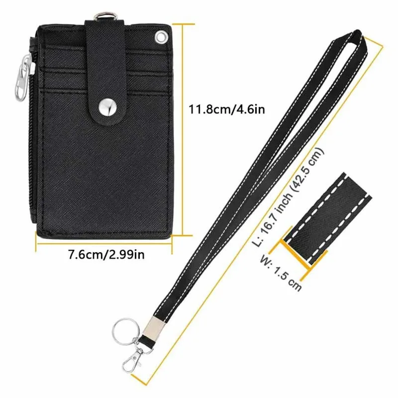 محافظ أحادية اللون للرجال والنساء ، فتحة 5 بطاقات ، حامل بطاقة حبل معلق ، أكياس المحافظ