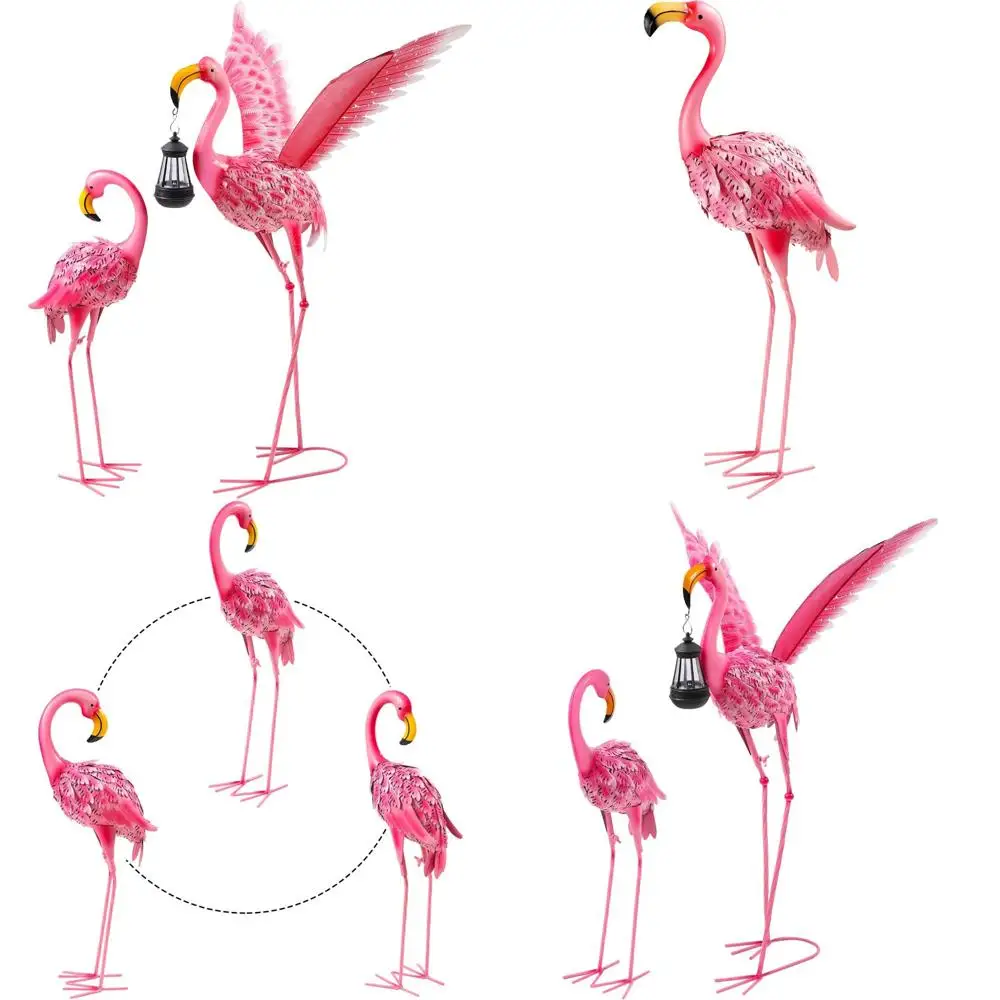 

Flamingo Metal Sculptures for Outdoor Yard Art - Pink Bird Lawn Decor for Patio and Backyard
