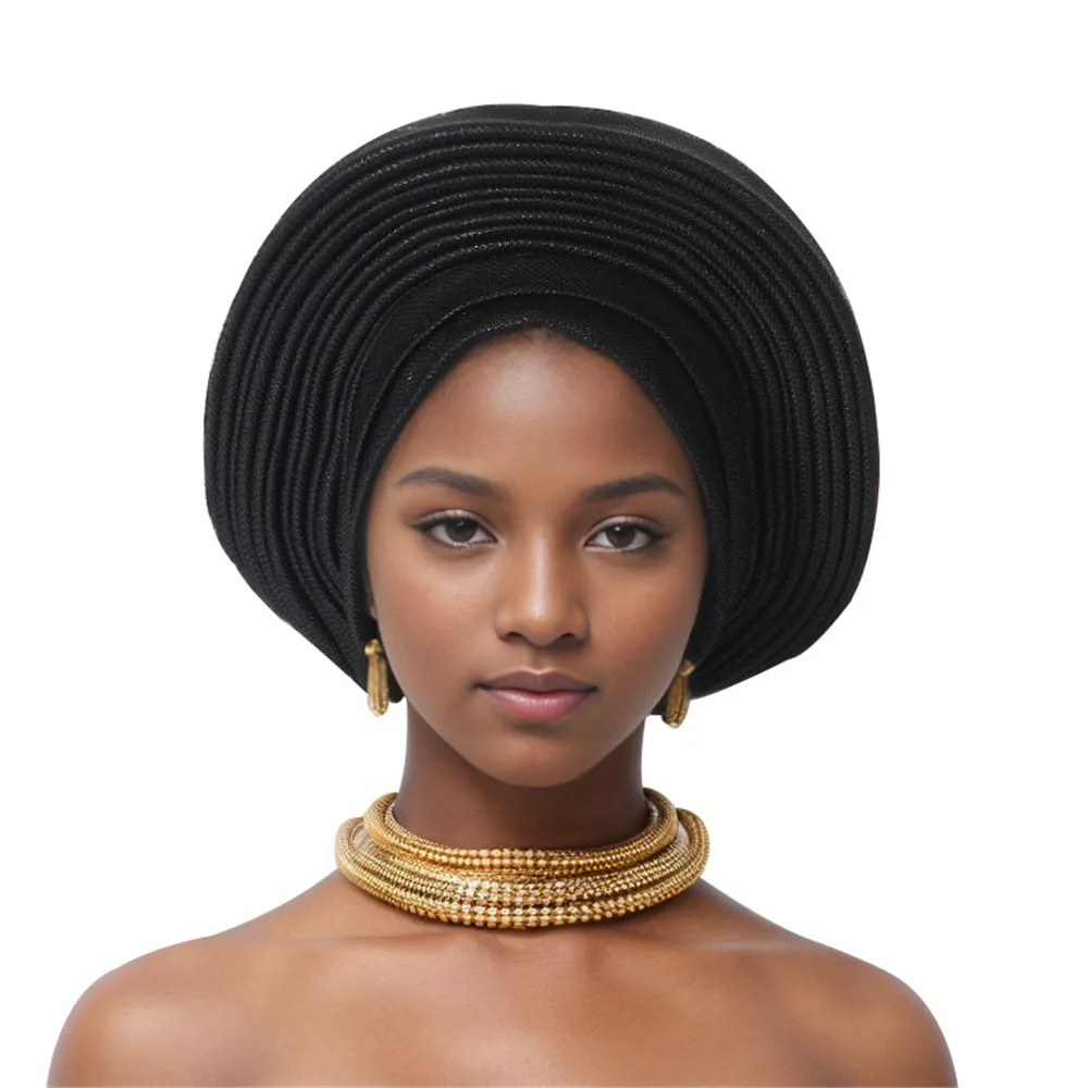 Nigeria Head Ties Wedding Party Headgear Elegant African Headtie Turban Already Made Women\'s Auto Gele Female Head Wraps