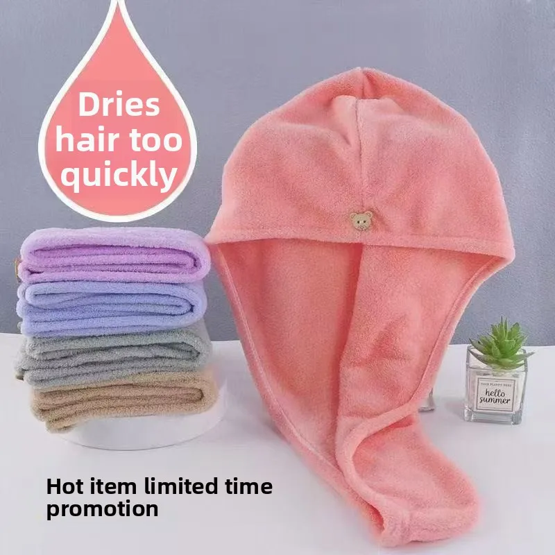 Quick-Drying Hair Cap For Women Absorbent Coral Fleece Shower Cap With Thickened Towel For Hair Drying And Wrapping