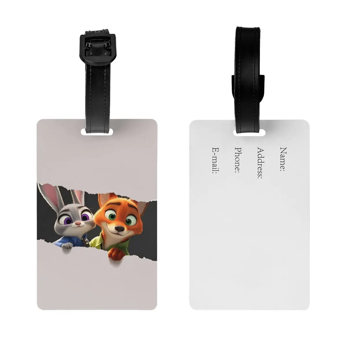Custom Zootopia Cute Cartoon Luggage Tag With Name Card Privacy Cover ID Label for Travel Bag Suitcase