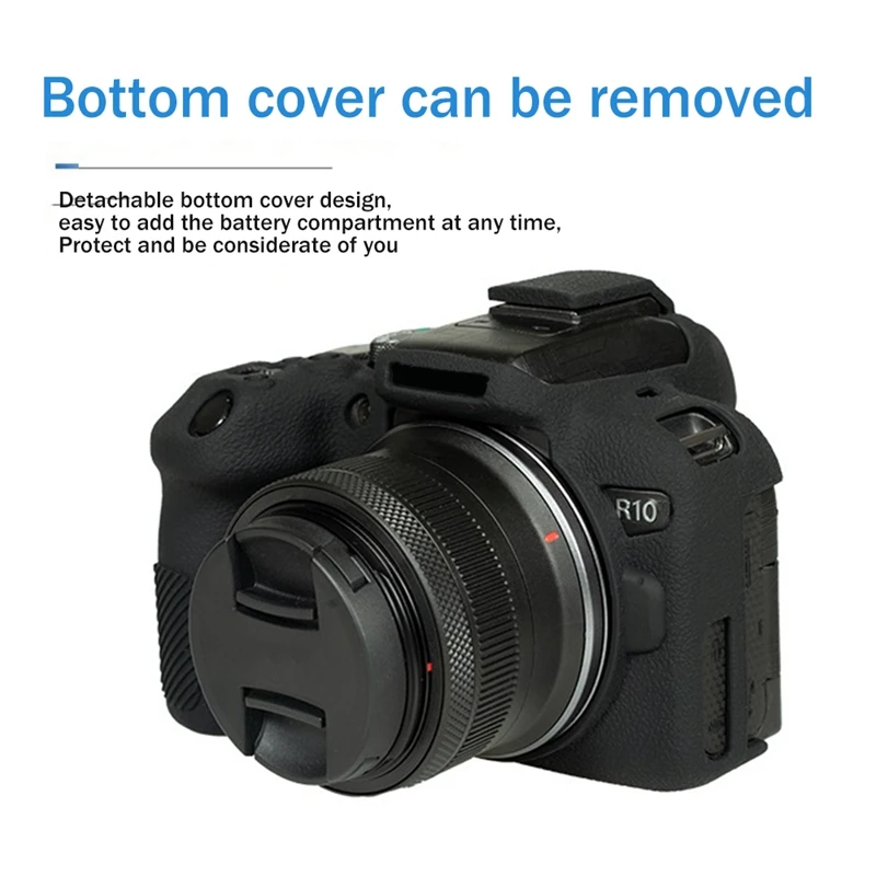 Camera Protective Case Lychee Pattern Silicone Case Suitable For Canon EOS R10 Half-Frame R10 Mirrorless Camera Black