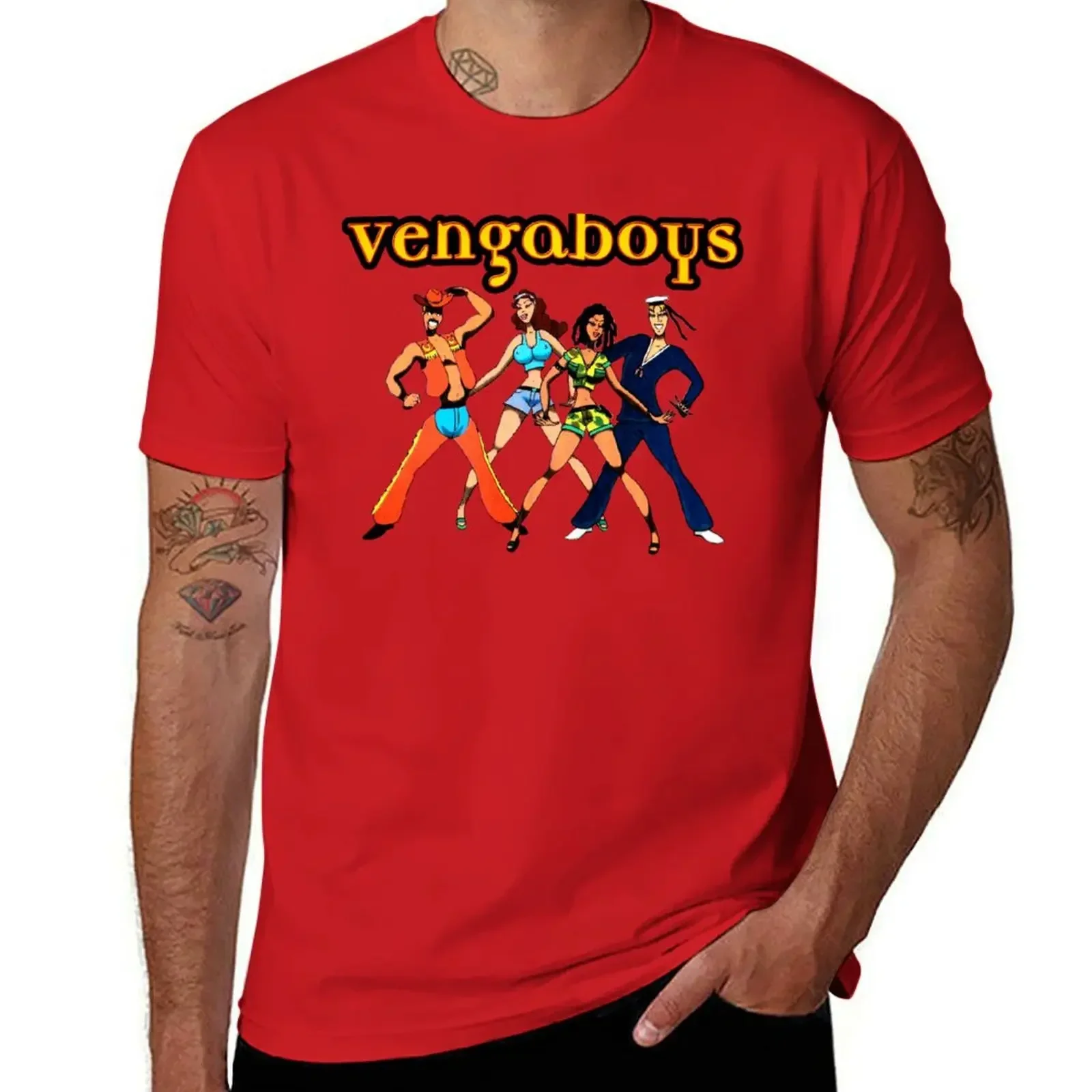 Vengaboys Fan-Camiseta gráfica masculina, em branco, extragrande, gola redonda, grande e alta, nova edição, moda verão