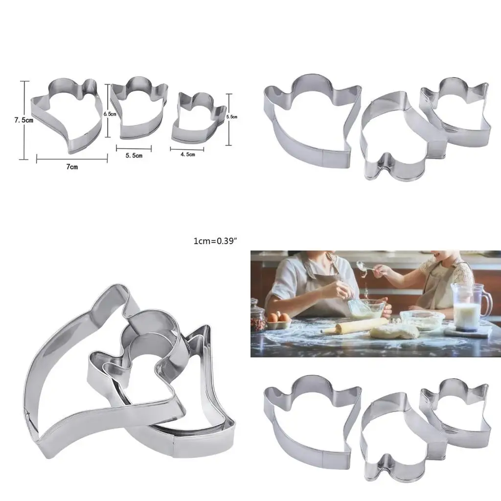

3 Pcs/Set Stainless Steel Halloween Cookie Cutters Cake Fondant Decorating Tool DIY Mould Cookies Baking Mold high quality