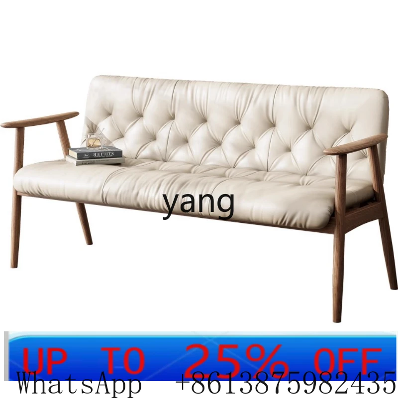 LH Solid Wood Sofa Chair Living Room Home Retro Simple Chair with Pull Button