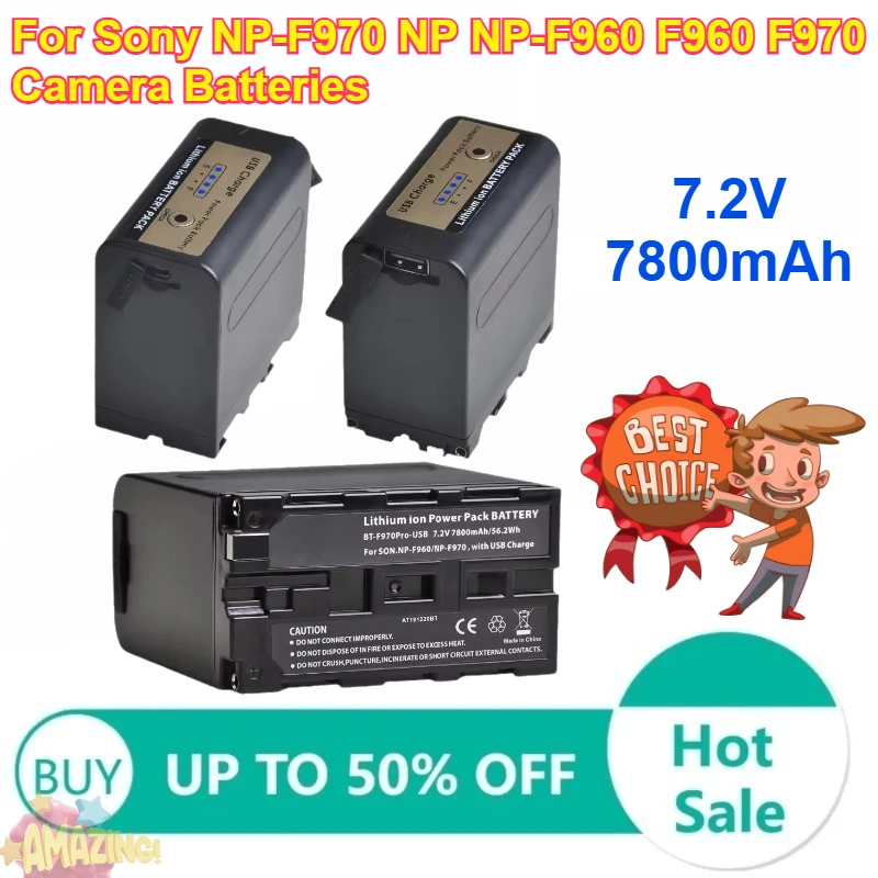

7.2V 7800mAh/56.2Wh Lithium Ion Power Pack Battery for Sony NP-F970 NP NP-F960 F960 F970 Camera Batteries