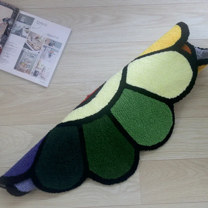 75cm Cartoon Sun Flower Rug Cute Embroidered Floor Mat Anti-slip Children Playground Plush Coffee Table Round Carpet Room Decor