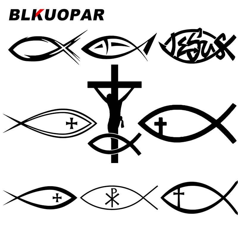 BLKUOPAR Christian Fish Tribal Car Sticker Scratch-proof Personalized Decal Original Funny Fashionable Laptop Car Accessories