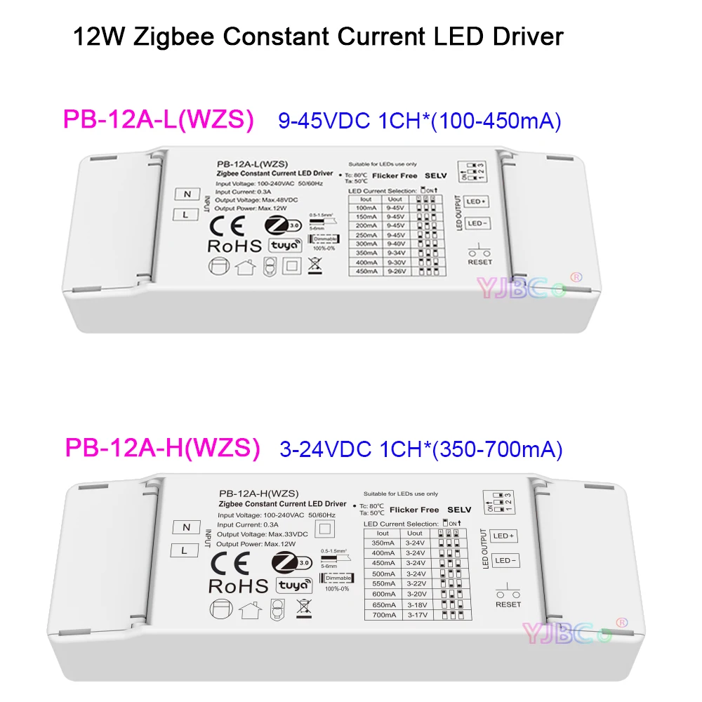 

Skydance AC110V-220V To 3-24VDC 1CH *(350-700mA) 12W Zigbee 3.0 с драйвером постоянного тока для светодиода Tuya APP 9-45VDC 100-450mA контроллер