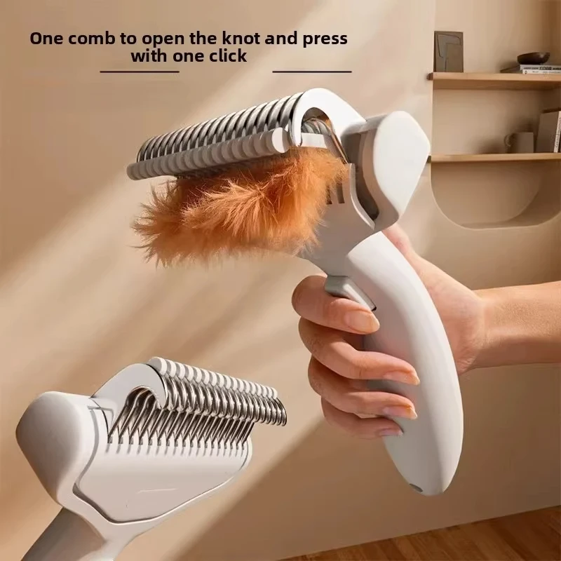 Dog Cat Detangling Grooming Comb Curved Stainless Steel Pet Hair Removal Brush For Long Thick Hair Shedding Tool