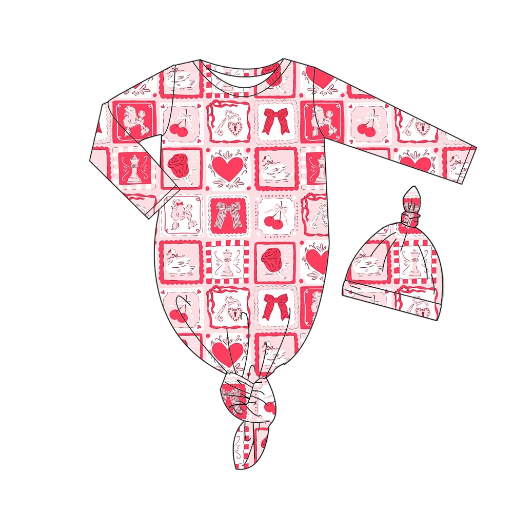 

Бутик на День святого Валентина, комбинезон для малышей, костюм на гусеничном ходу для новорожденных с детской шапкой на заказ