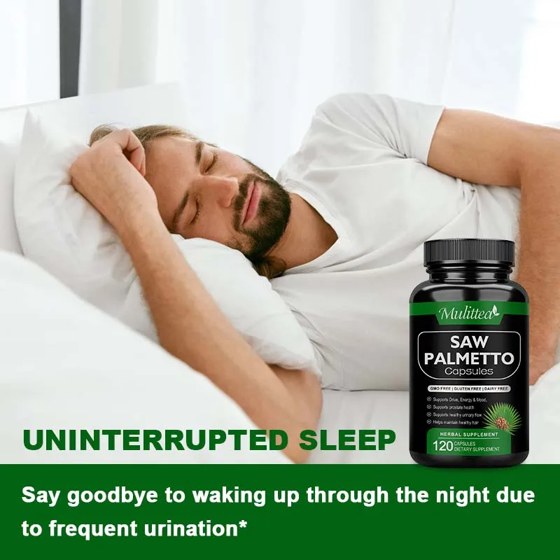 Mulittea Saw Palmetto Supplement Help Promote Prostate Health Support Bladder & Less Urination&Prevents Hair Loss