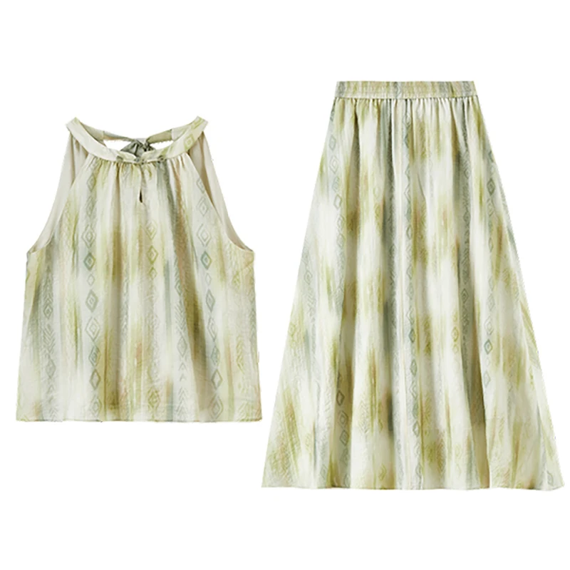 SENTUBILA Women's Long Skirt Outfit 2025 New in Matching Sets 2 Pieces Set  Costume Femme Ensemble Summer Clothes Suit Q52ZA2371